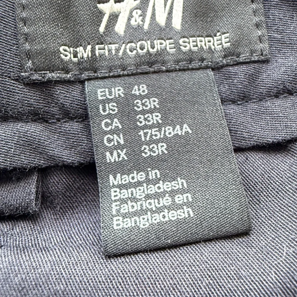 H&M Womens‎ Slim Fit Linen Trousers Summer Pants 33R Navy Blue